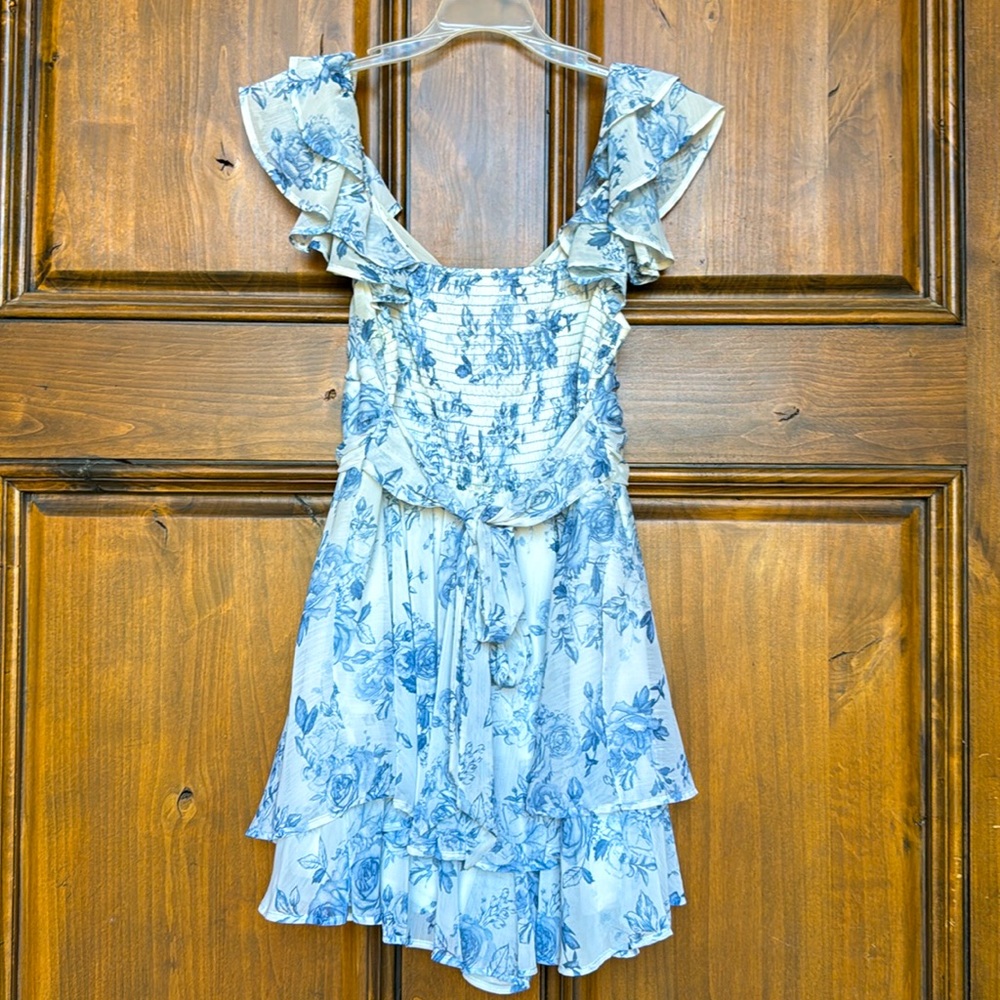 Altar'd State Blue and White Smocked Romper - Picture 2 of 3